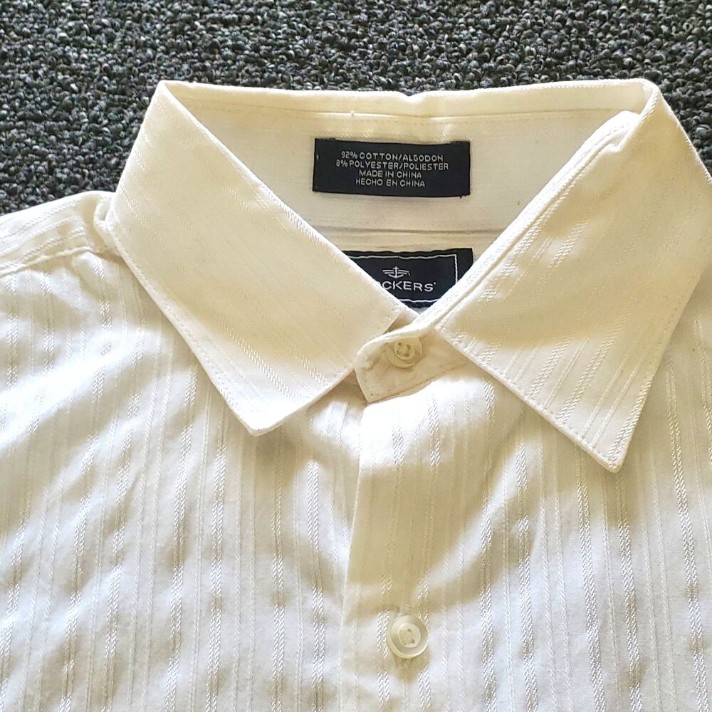 Docker Button Down Shirt Boys M 10/12 White Pinstripe Lightweight Formal